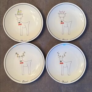 BIA White Reindeer Festive Cheers Plates